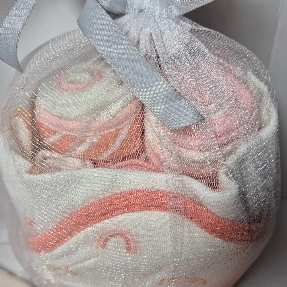 Cloud Island Coral Rainbow Print Infant Baby Shower Gift Set 17 Pcs Bib Towels